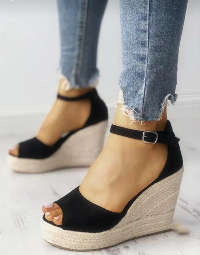 Elysia | Keilabsatz Sandalen Damen Peep-Toe