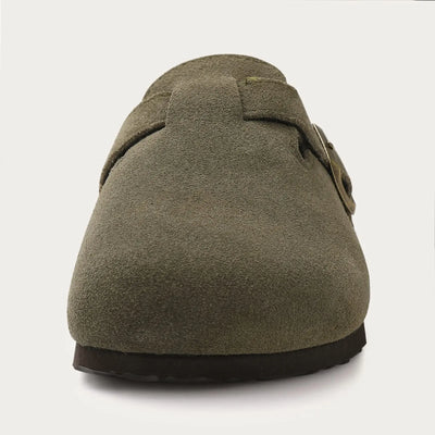 Kidmi | Clogs Schuhe für Frauen und Männer aus Wildleder mit Kork-Fußbett