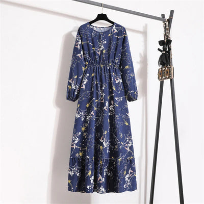 Frieda | Maxikleid Langarm Floral für Damen