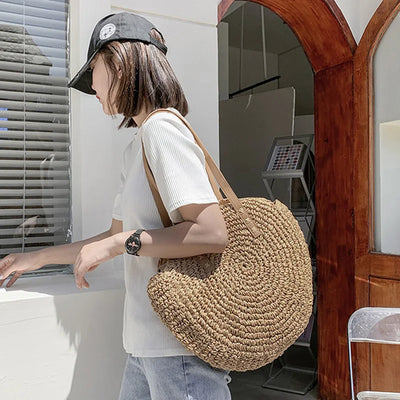 Carina | Große Strandtasche aus Gewebtem Stroh