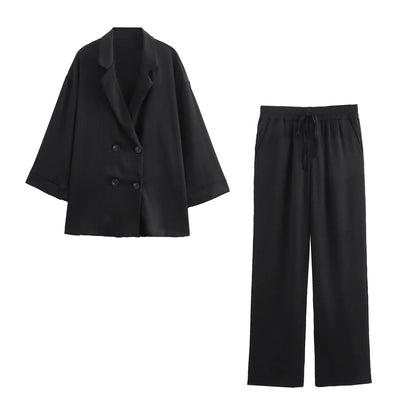 Variant image for Hera | Blazer Set Damen – Doppelbrüstig mit Weit Geschnittener Hose-2