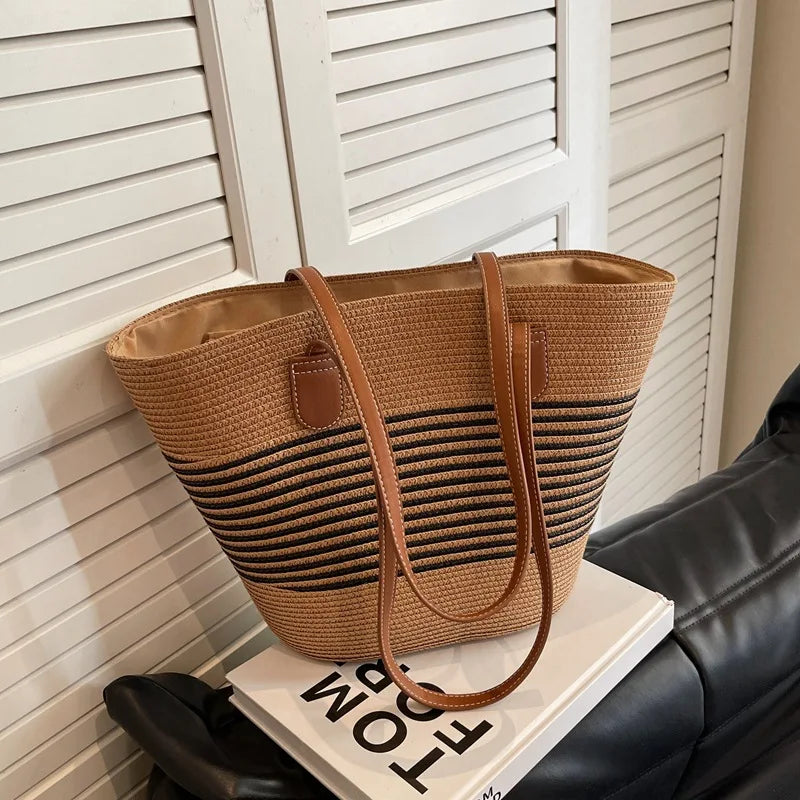 Strohbag | Umhängetasche Damen - Modische Crossbody Bag für Sommerausflüge-3
