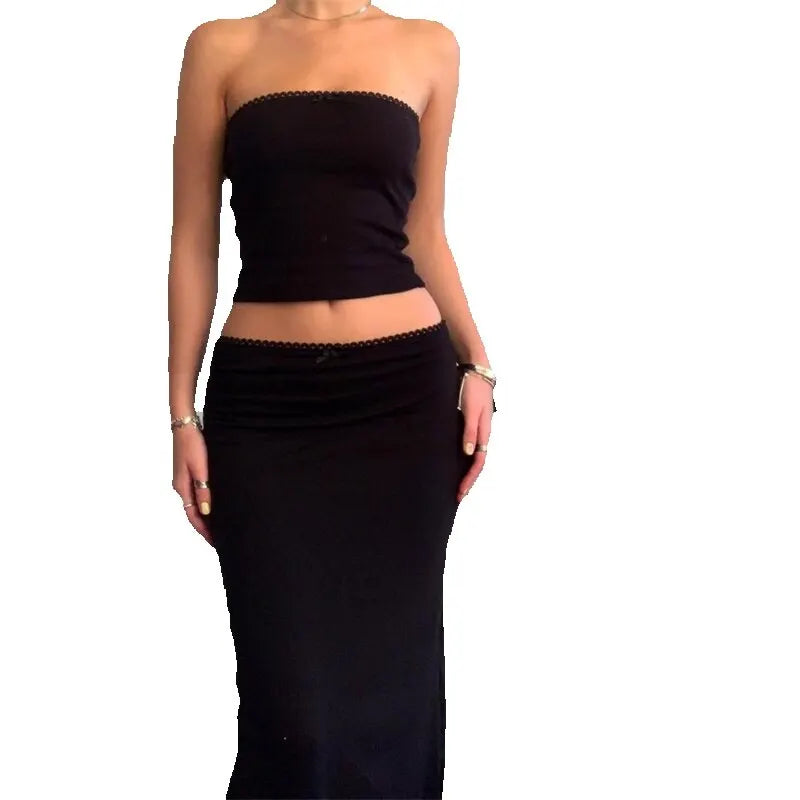 Vintage Charm | Damenrock Set mit Spaghetti-Trägern – Maxi- und Midi-Röcke für Sommer-3