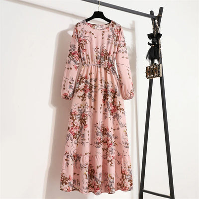Frieda | Maxikleid Langarm Floral für Damen