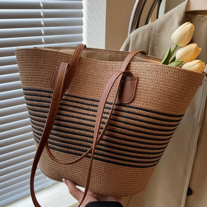 Strohbag | Umhängetasche Damen - Modische Crossbody Bag für Sommerausflüge
