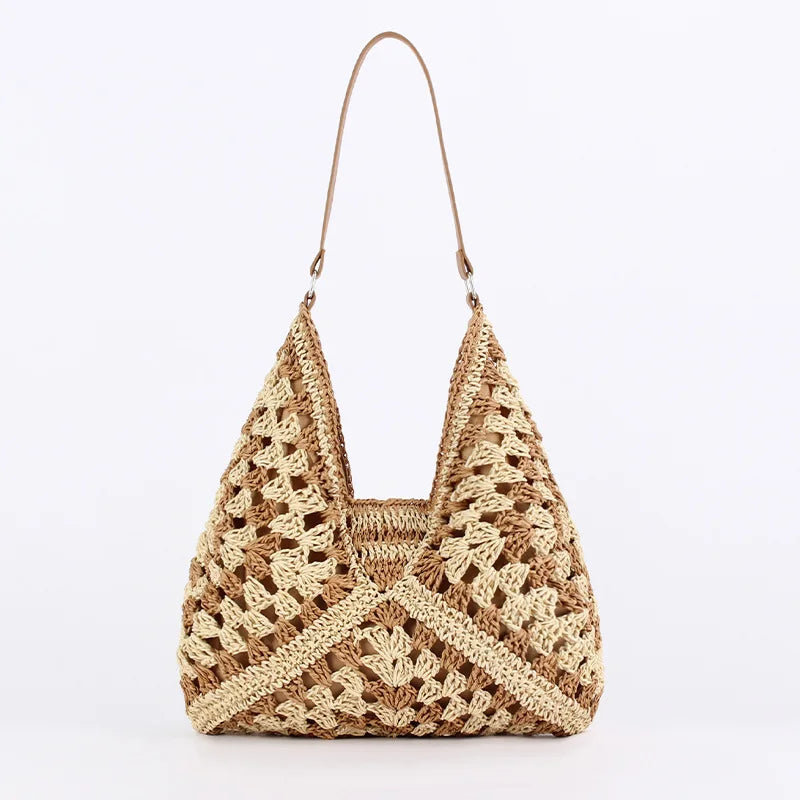 Stella | Umhängetasche Damen aus Stroh – Vintage Strandtasche