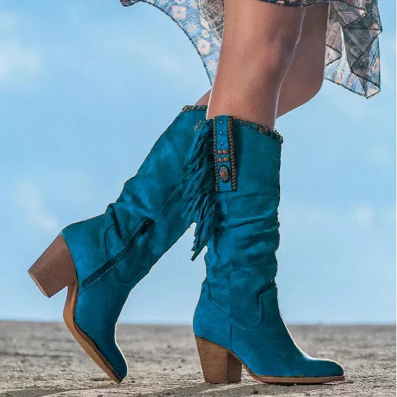 Giorgia | Retro Stylische Cowboystiefel aus Kunstleder