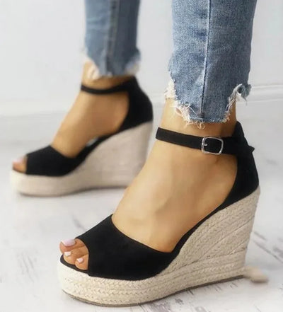 Elysia | Keilabsatz Sandalen Damen Peep-Toe