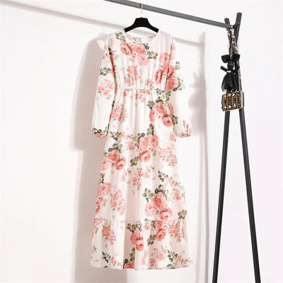 Frieda | Maxikleid Langarm Floral für Damen