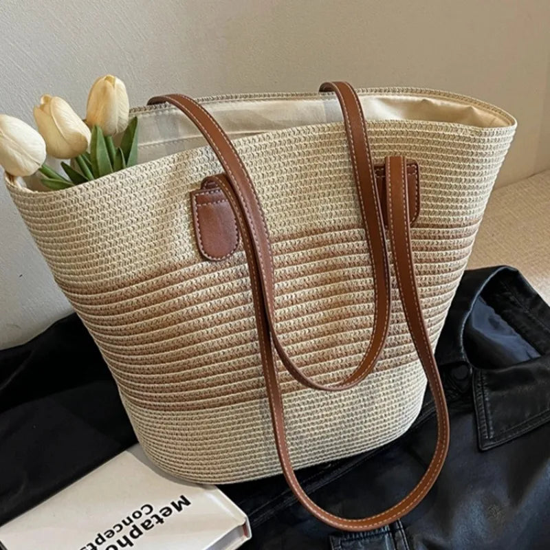 Strohbag | Umhängetasche Damen - Modische Crossbody Bag für Sommerausflüge-1