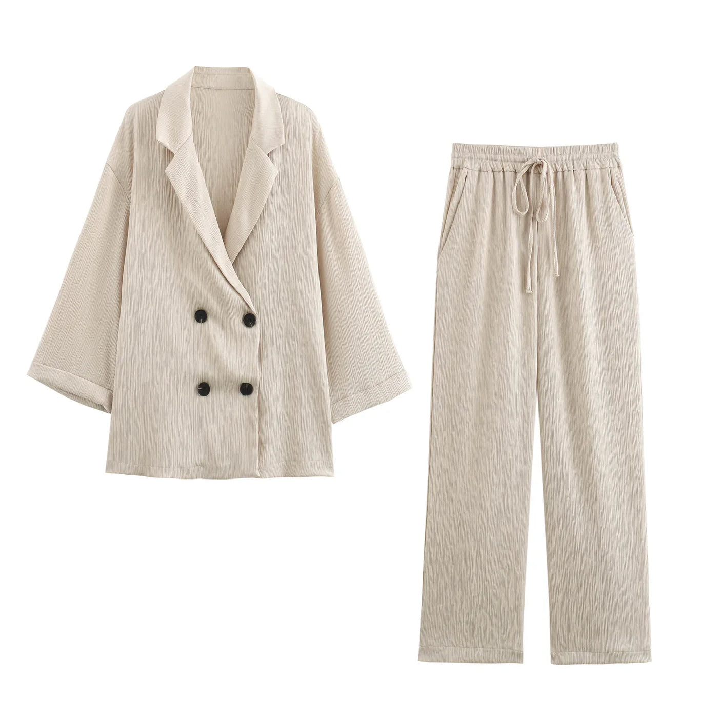 Variant image for Hera | Blazer Set Damen – Doppelbrüstig mit Weit Geschnittener Hose-1