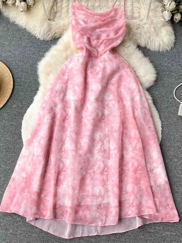 Singreiny | Damen Sommerkleid Lang mit Floralem Design und Spaghetti-Trägern-5