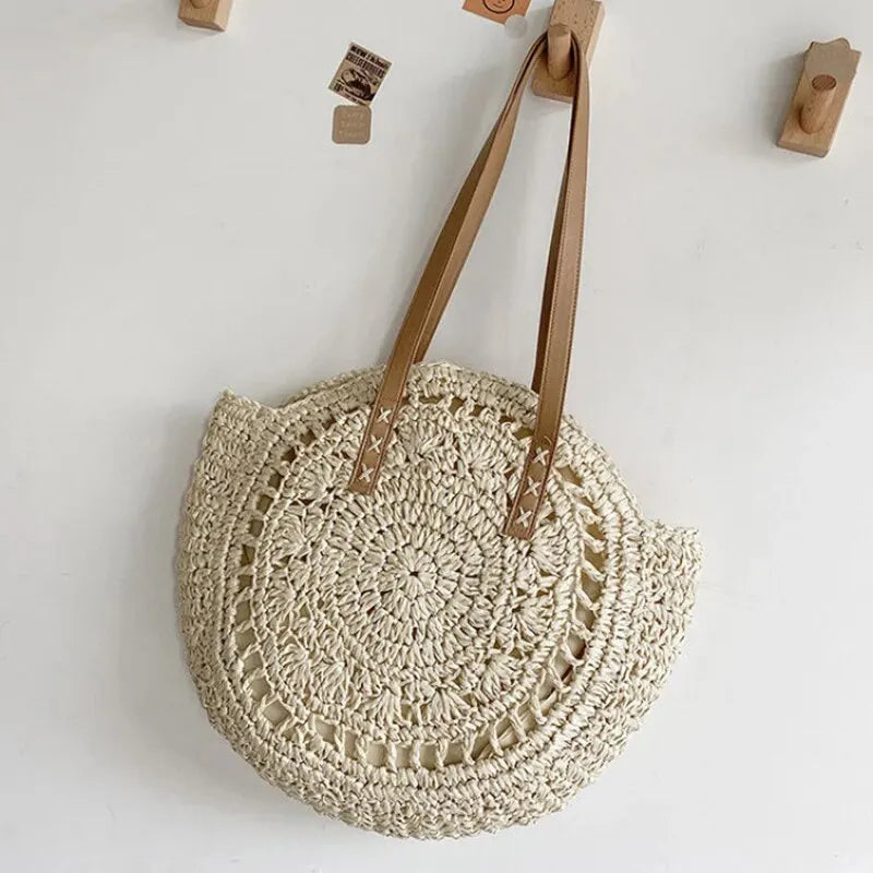 Carina | Große Strandtasche aus Gewebtem Stroh