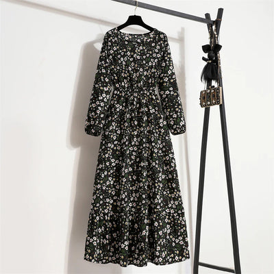 Frieda | Maxikleid Langarm Floral für Damen