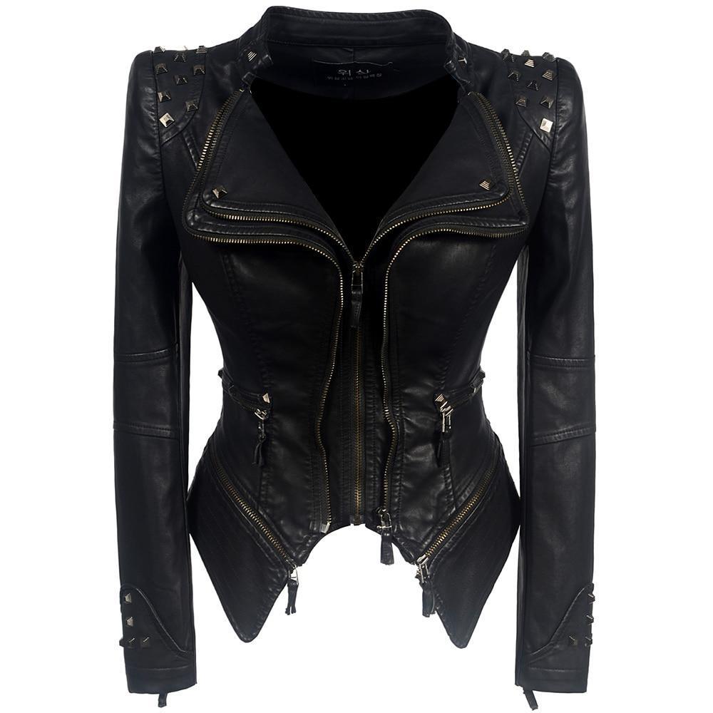 Manuela | Schlanke Bikerjacke aus Kunstleder