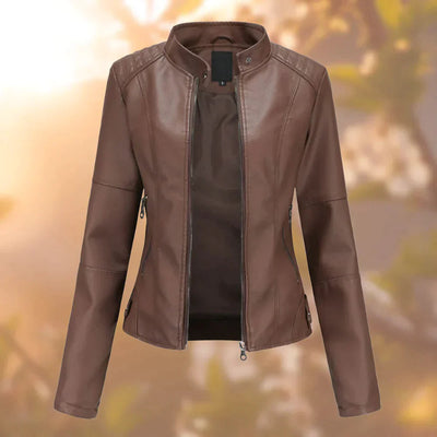 Sara | Schlanke Kunstleder Bikerjacke