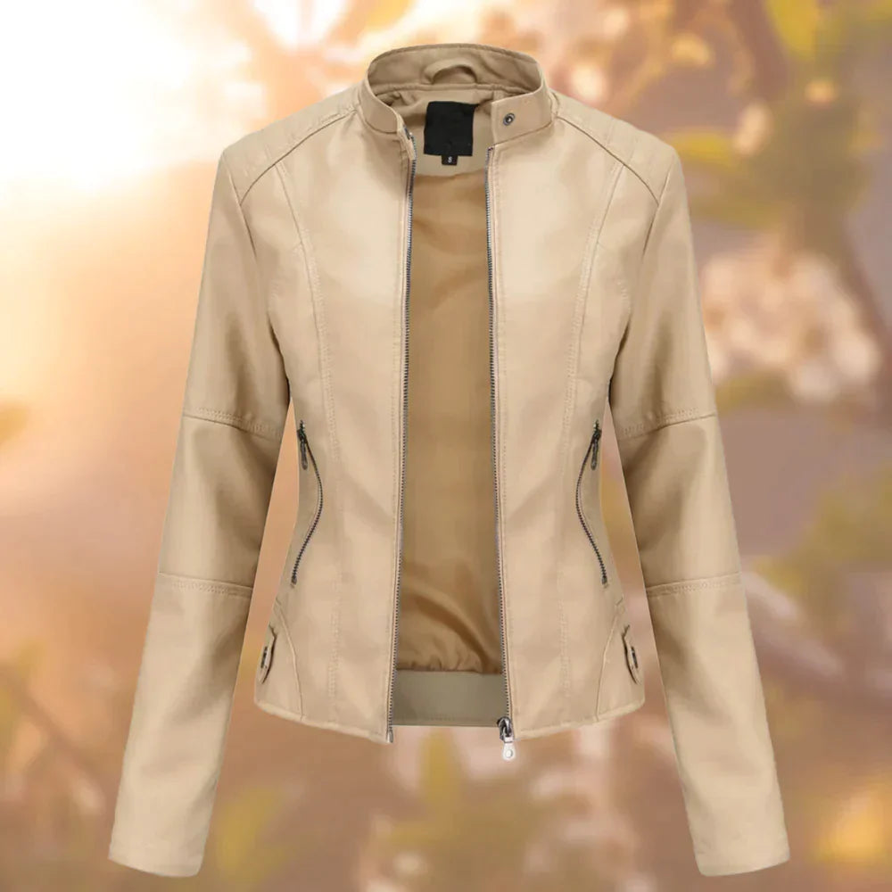 Sara | Schlanke Kunstleder Bikerjacke