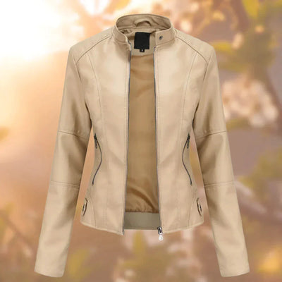 Sara | Schlanke Kunstleder Bikerjacke