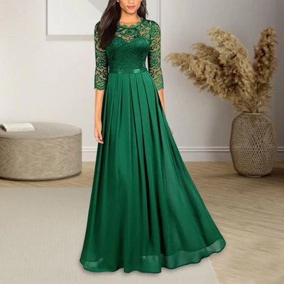 Helena | Abendkleid Lang Rubinrot Elegant mit Raffinierten