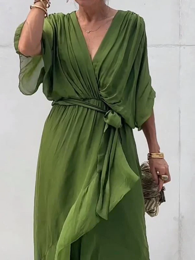 Variant image for Sophie | Festliches Damenkleid aus Chiffon mit V-Ausschnitt in Grün-25