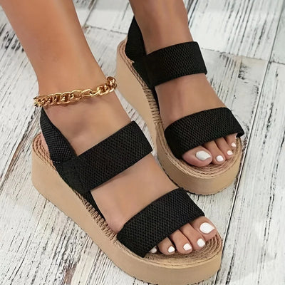 Kira | Keilsandalen Damen – Minimalistische Slingback Sandalen mit Offenen Zehen