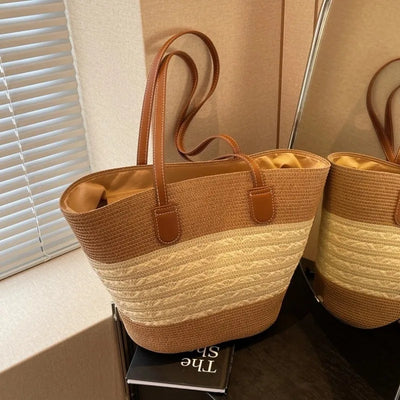 Strohbag | Umhängetasche Damen - Modische Crossbody Bag für Sommerausflüge