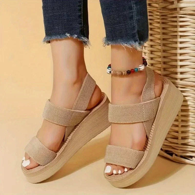 Kira | Keilsandalen Damen – Minimalistische Slingback Sandalen mit Offenen Zehen
