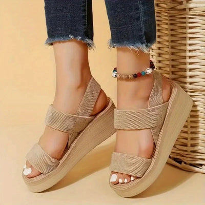 Kira | Keilsandalen Damen – Minimalistische Slingback Sandalen mit Offenen Zehen