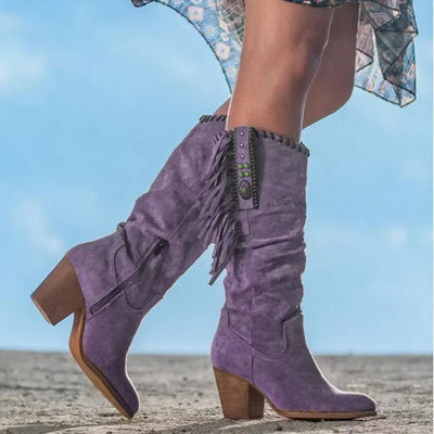 Giorgia | Retro Stylische Cowboystiefel aus Kunstleder