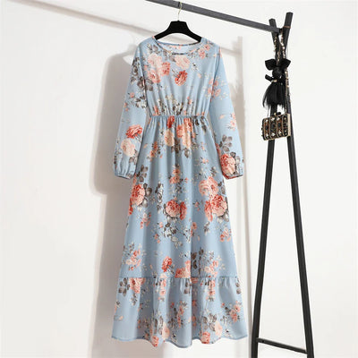 Frieda | Maxikleid Langarm Floral für Damen