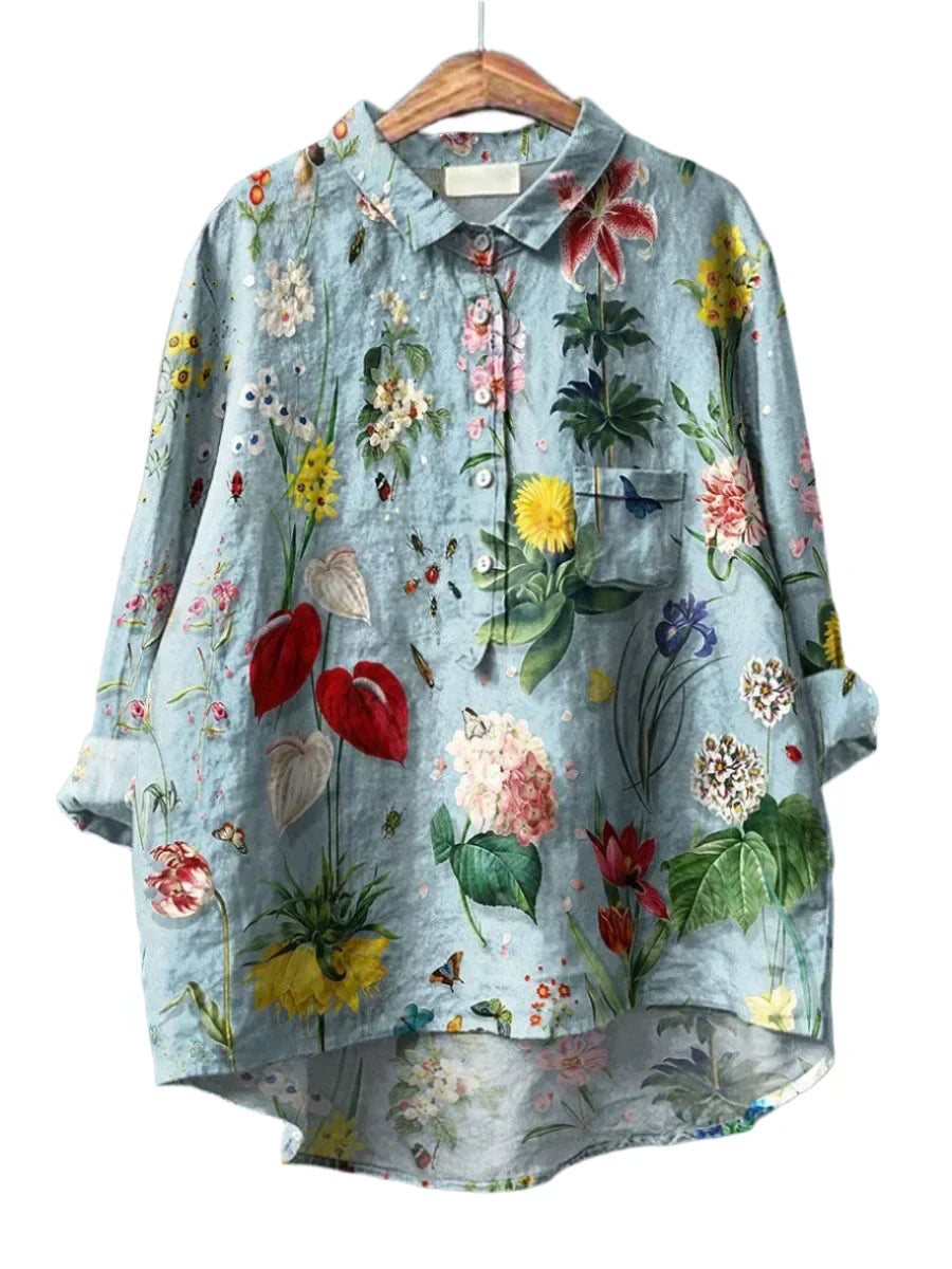 Sofia | Damenhemd Floral Print Loose Fit Sommer Bluse