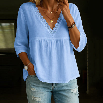 Sienna | T-Shirt mit V-Kladung in Spitze