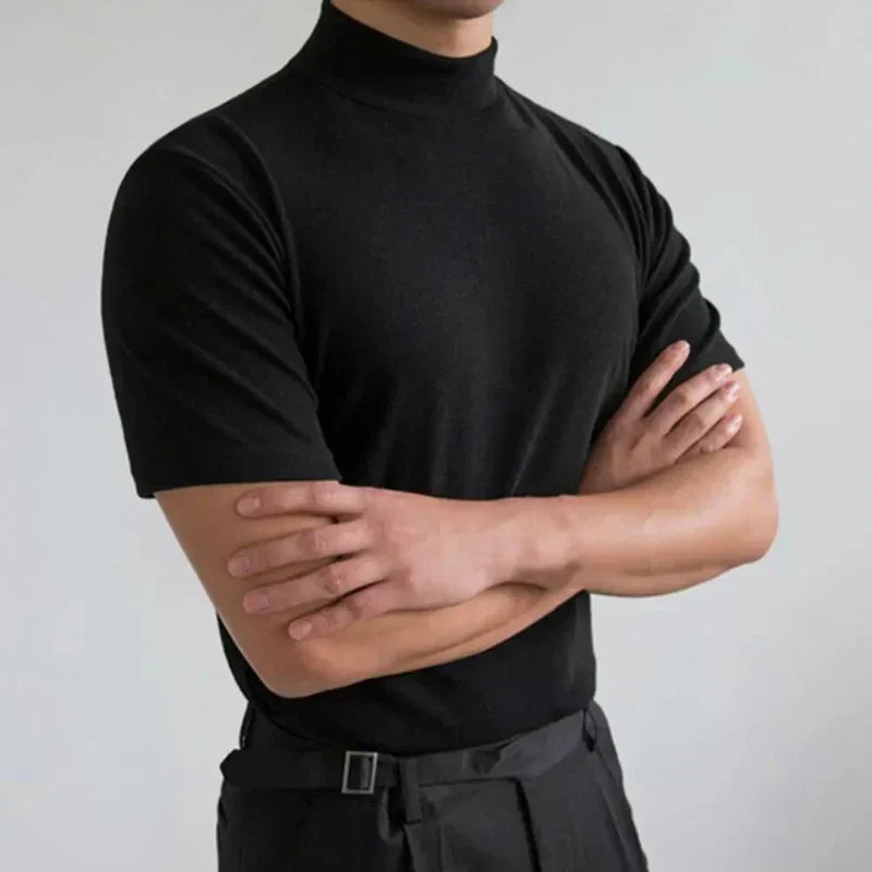 Milo | Atmungsaktive schlanke Passform T-Shirt mit hohem Kragen