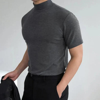 Milo | Atmungsaktive schlanke Passform T-Shirt mit hohem Kragen