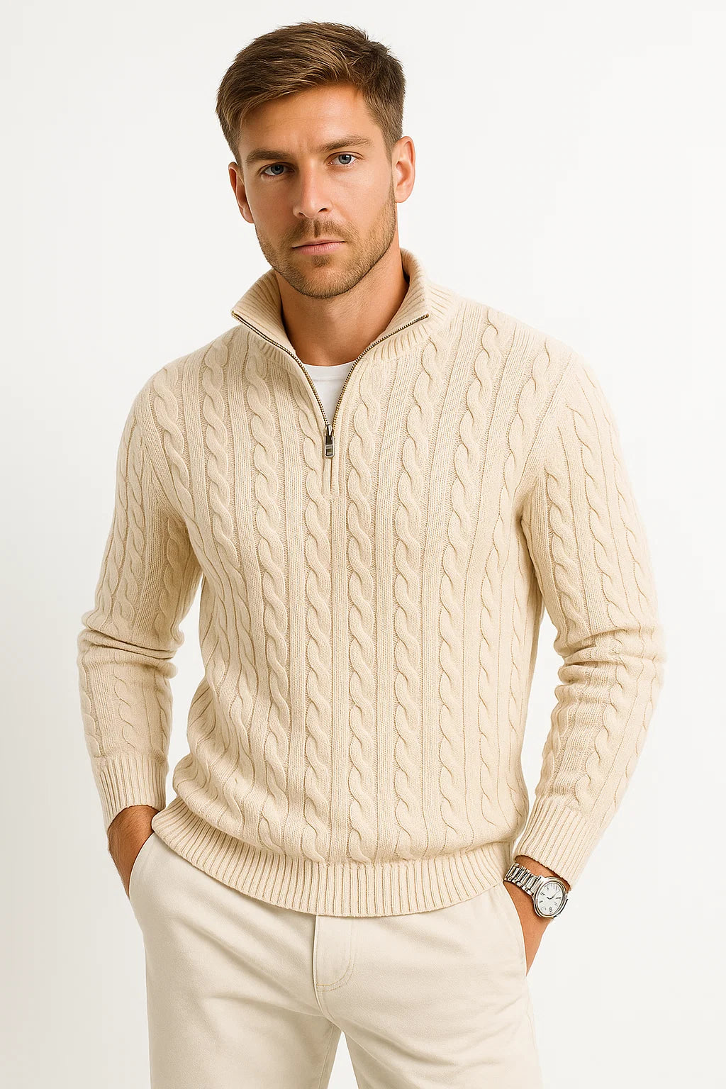 Steef | Eleganter Pullover mit Viertelreißverschluss 3