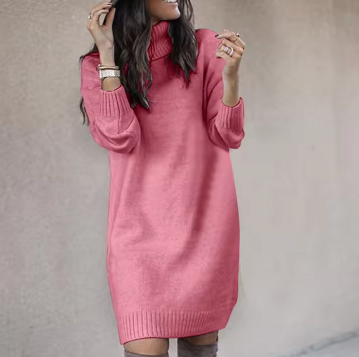 Nadine | Stilvolles Rollkragen Pulloverkleid
