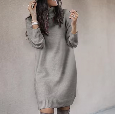 Nadine | Stilvolles Rollkragen Pulloverkleid