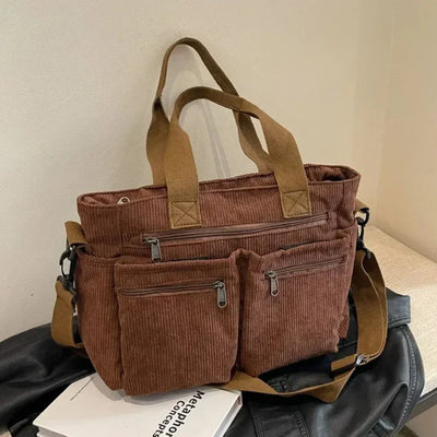 Ella | Handtasche Damen aus Cord, Luxuriöse Tragetasche für Alltag und Reisen 3