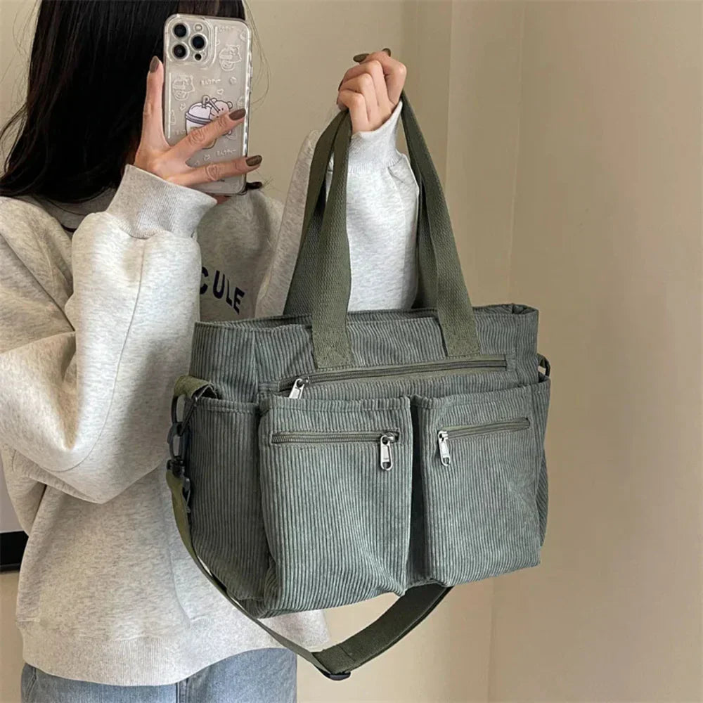 Ella | Handtasche Damen aus Cord, Luxuriöse Tragetasche für Alltag und Reisen
