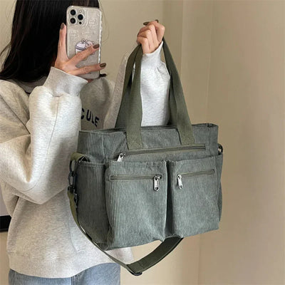 Ella | Handtasche Damen aus Cord, Luxuriöse Tragetasche für Alltag und Reisen
