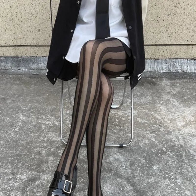 Diana | Stylische Vertikale Gestreifte Strumpfhose