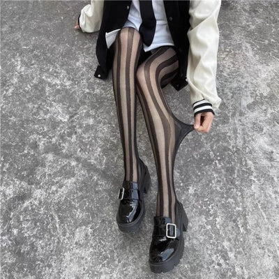 Diana | Stylische Vertikale Gestreifte Strumpfhose
