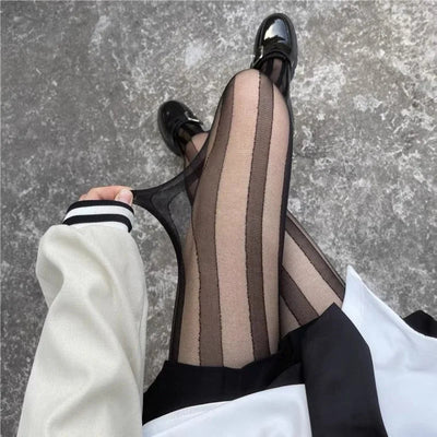Diana | Stylische Vertikale Gestreifte Strumpfhose