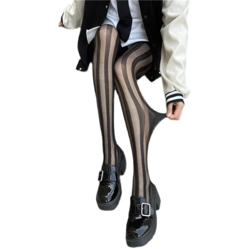 Diana | Stylische Vertikale Gestreifte Strumpfhose