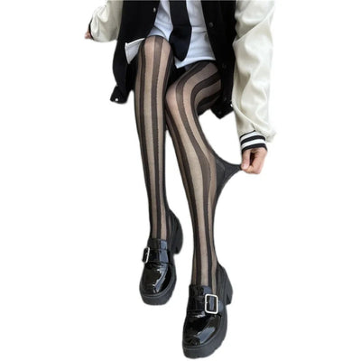 Diana | Stylische Vertikale Gestreifte Strumpfhose