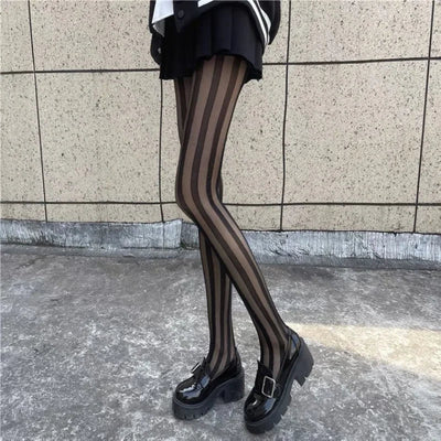 Diana | Stylische Vertikale Gestreifte Strumpfhose