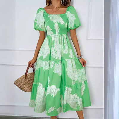 Valeria | Elegantes Off-Shoulder Midikleid mit Puffärmeln