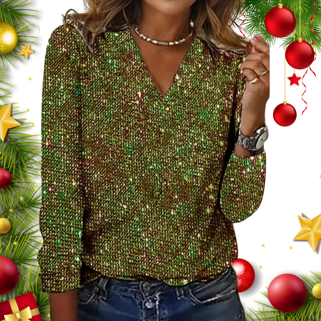 Vanessa | Stilvolles glitzerndes Top mit V Ausschnitt