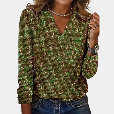 Vanessa | Stilvolles glitzerndes Top mit V Ausschnitt