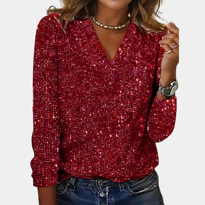 Vanessa | Stilvolles glitzerndes Top mit V Ausschnitt